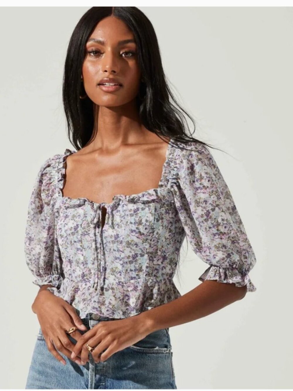 ASTR The Label Blouse Half Sleeve Size Large